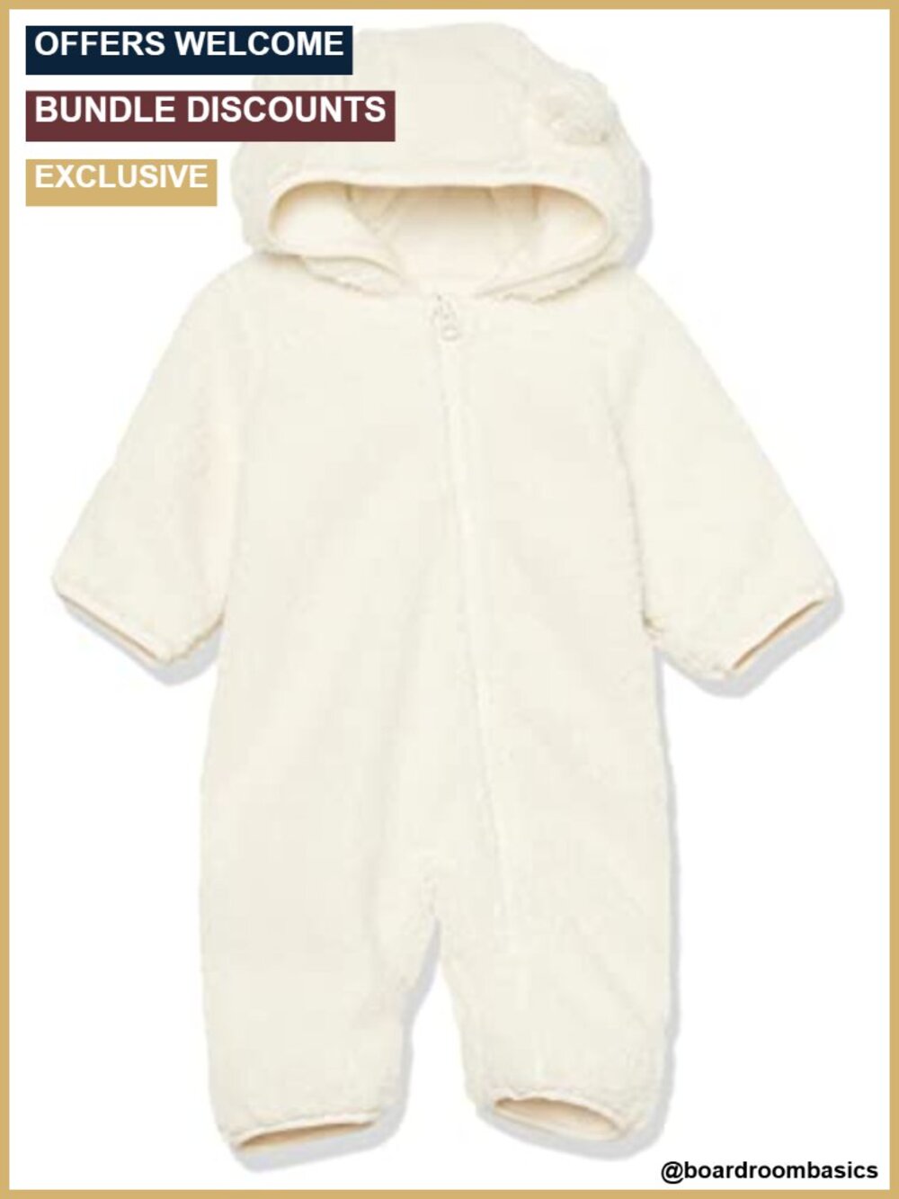 Baby Unisex Hooded Sherpa Fleece Bunting Suit Snowsuit